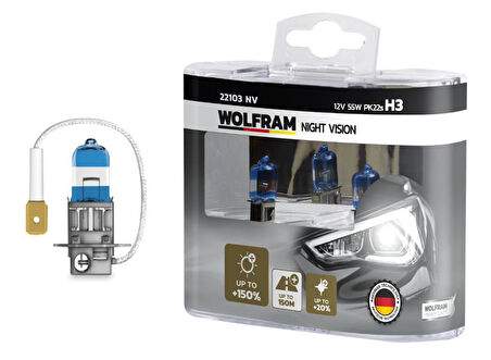 AMPUL 125 H3 55 PK22S NIGHT VISION 150 FAZLA 20 BEYAZ IŞIK