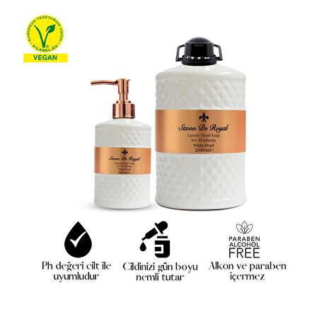 Savon De Royal Luxury Vegan Sıvı Sabun White Pearl 2,5 lt & 500 ml