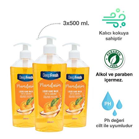 Deep Fresh Meyveli Sıvı Sabun Mandalina 3 x 500 ml