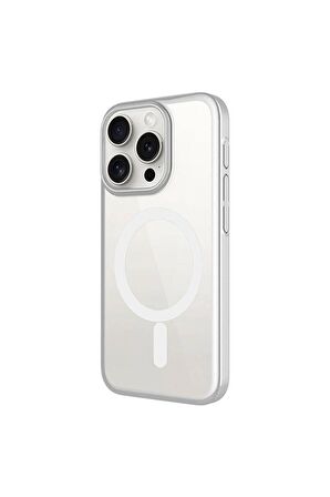 Apple iPhone 15 Pro Max Uyumlu Kılıf Kenarları Renkli Arkası Mat Magsafe Telefon Kılıfı Kapak