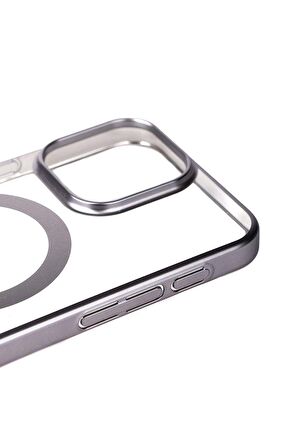 Apple iPhone 15 Pro Max Uyumlu Kılıf Kenarları Renkli Arkası Mat Magsafe Telefon Kılıfı Kapak