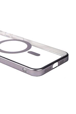 Apple iPhone 15 Pro Max Uyumlu Kılıf Kenarları Renkli Arkası Mat Magsafe Telefon Kılıfı Kapak