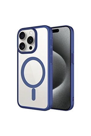 Apple iPhone 15 Pro Uyumlu Kılıf Kenarları Renkli Arkası Mat Magsafe Telefon Kılıfı Kapak