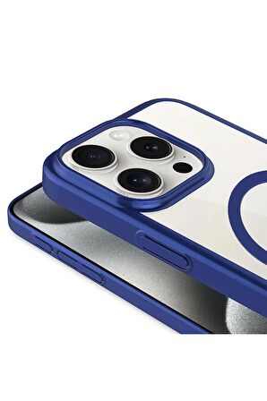 Apple iPhone 15 Pro Uyumlu Kılıf Kenarları Renkli Arkası Mat Magsafe Telefon Kılıfı Kapak