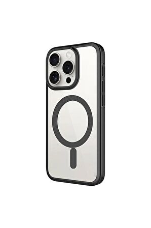Apple iPhone 15 Pro Uyumlu Kılıf Kenarları Renkli Arkası Mat Magsafe Telefon Kılıfı Kapak