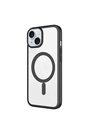 Apple iPhone 15 Plus Uyumlu Kılıf Kenarları Renkli Arkası Mat Magsafe Telefon Kılıfı Kapak