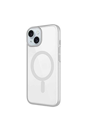 Apple iPhone 15 Uyumlu Kılıf Kenarları Renkli Arkası Mat Magsafe Telefon Kılıfı Kapak