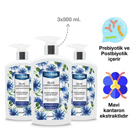 Deep Fresh Prebiyotik Nemlendirici Sıvı Sabun Mavi Kantaron 3 x 500 ml