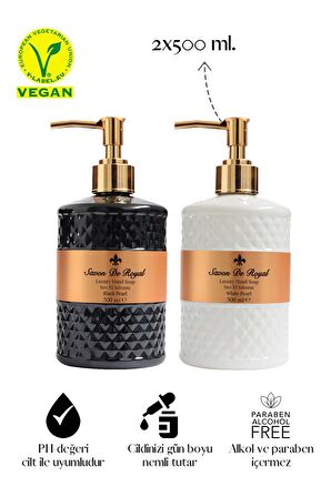 Luxury Vegan Sıvı Sabun Black ve White Pearl 500 ml x 2 Adet