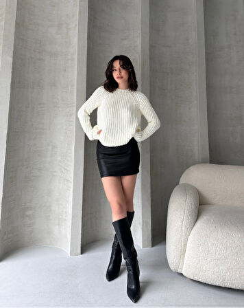 Bisiklet Yaka Selanik Örgü Triko Kazak