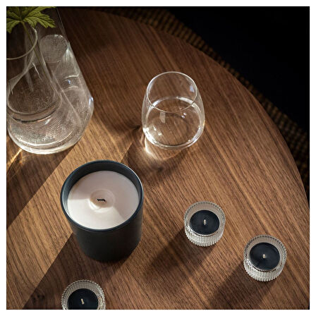 Kokulu tealight mum, siyah-turkuaz, 3.5 saat, Güve otu ve sardunya