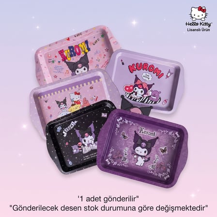 BakGelAl Kuromi Lisanslı Mini Metal Tepsi 24x14 cm – Takı, Aksesuar ve Sunum Tepsisi