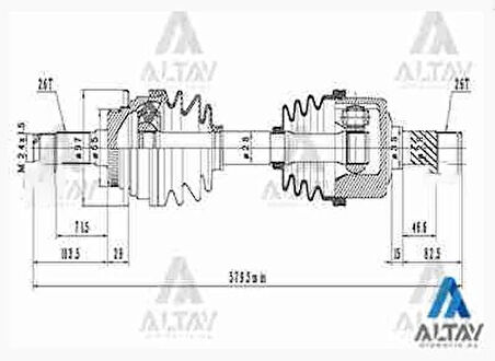 AKS KOMPLE ÖN B-2500 1997-2006 / RANGER 1997-2006 / 4104 SAĞ ABSLİ 44 DİŞ 510MM MD24255010