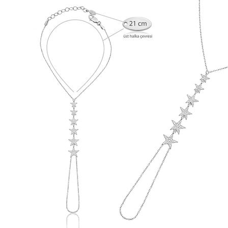 💎 Premium Parlak ve Şık Yıldız Şahmeran Kadın 925 Ayar Gümüş Bileklik (21 cm)