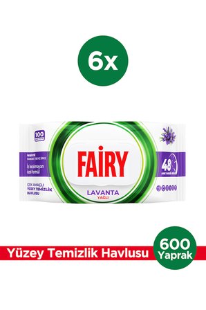 Çok Amaçlı Yüzey Temizlik Havlusu 100 Yaprak 6 Adet | Lavanta Yağlı | Beyaz Sirke Karbonat