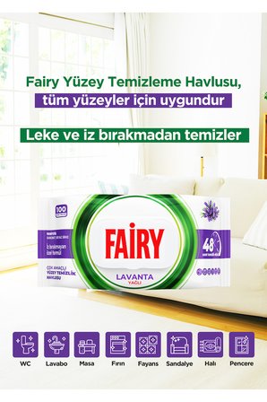 Çok Amaçlı Yüzey Temizlik Havlusu 100 Yaprak 6 Adet | Lavanta Yağlı | Beyaz Sirke Karbonat
