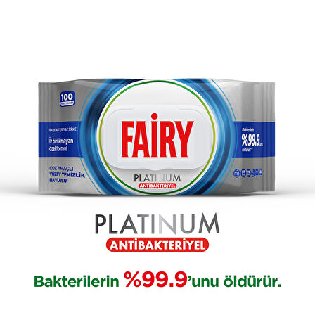 Fairy Platinum Antibakteriyel Yüzey Temizlik Havlusu 100 Yaprak 6 Adet | Beyaz Sirke & Karbonat
