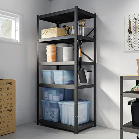 Kapaklı kutu, şeffaf gri-mavi, 36x50x35 cm/44.5 lt