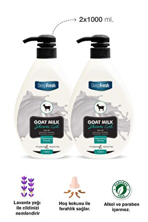 Deep Fresh Keçi Sütü Aromalı Tüm Ciltler İçin Duş Jeli 2 x 1000 ml