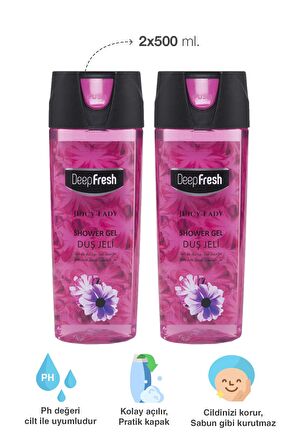 Deep Fresh Juicy Lady Canlandırıcı Tüm Ciltler İçin Kalıcı Kokulu Duş Jeli 2 x 500 ml