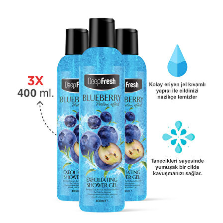 Deep Fresh Arındırıcı Duş Jeli Yaban Mersini 3 x 400 ml