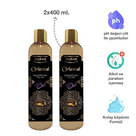 Deep Fresh Oriantel Öd Ağacı Aromalı Nemlendirici Tüm Ciltler İçin Kalıcı Kokulu Duş Jeli 2 x 400 ml