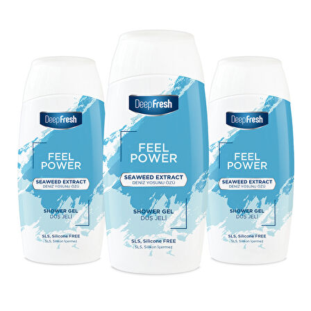 Deep Fresh Feel Power Duş Jeli Deniz Yosunu Özü 400ml 3 Adet