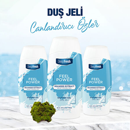 Deep Fresh Feel Power Duş Jeli Deniz Yosunu Özü 400ml 3 Adet