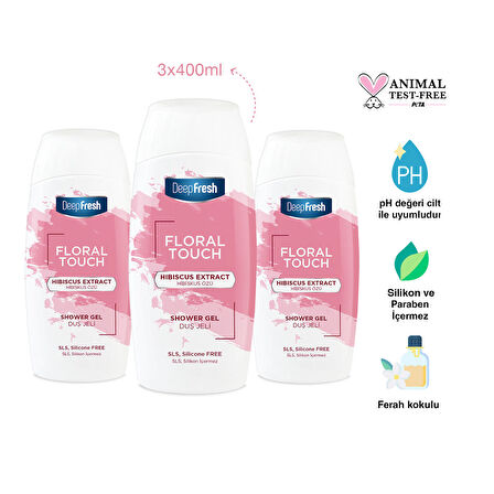 Deep Fresh Floral Touch Duş Jeli Hibiskus Özü 400ml 3 Adet