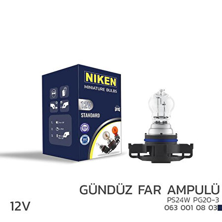 NIKEN 125 PS24W GÜNDÜZ FAR AMPULÜ PG20-3 10LU UNIVERSAL (10 ADET)