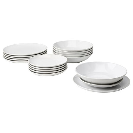Yemek takımı, beyaz, 18 parça