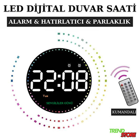 Trenstore 10 İnç Ev Dekorasyonu Yuvarlak LED Akıllı Kumandalı Takvim Duvar Saati