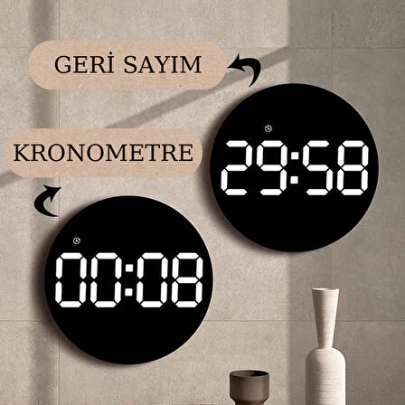 Trenstore 10 İnç Ev Dekorasyonu Yuvarlak LED Akıllı Kumandalı Takvim Duvar Saati