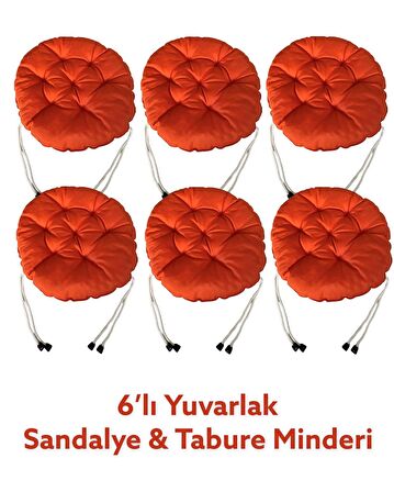Yuvarlak Tabure Minderi - Puf Minder 6 Adet - 40 CM Çapında
