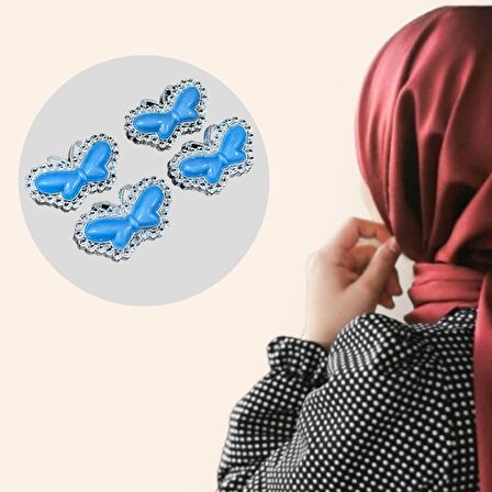 Eşarp, Şal, Türban İğnesi - Metalize, Taşlı, Eşarp, Şal, Türban İğnesi - 4 Adet