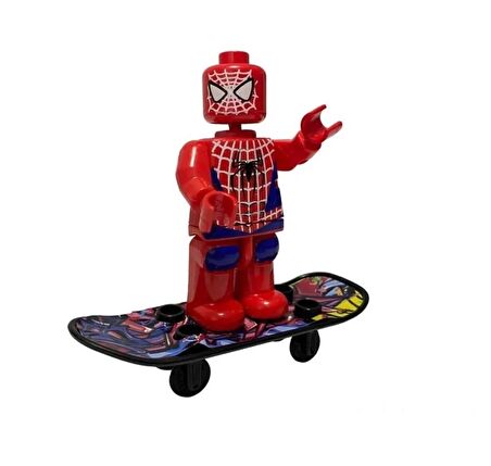 Heroes Karakter Kaykaylı Lego Oyuncak Yenilmezler Kaykaylı  Spider Man Figür Lego Oyuncak