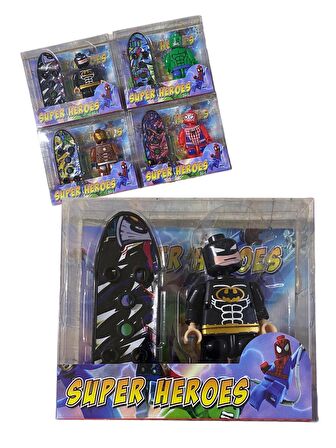 Heroes Karakter Kaykaylı Lego Oyuncak Yenilmezler Kaykaylı Batman Figür Lego Oyuncak