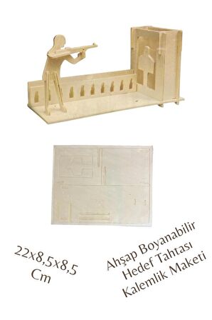 3d Boyanabilir Ahşap Yap Boz Puzzle - Ahşap 3d Hedef Tahtası Temalı Kalemlik Maketi