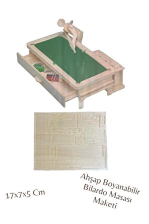 3d Boyanabilir Ahşap Yap Boz Puzzle - Ahşap 3d Bilardo Masası Maketi