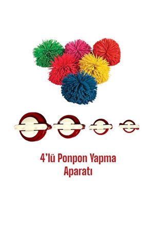 Ponpon Yapma Aparatı - 4'lü Set Ponponmatik, Ponpon Yapma Makinesi