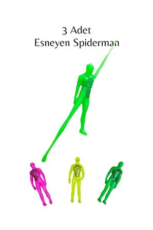 Süper Esnek Spiderman Figür - Esnek Adam , Esneyebilen Oyuncak - Sünen Adam Spiderman 3'lü Set