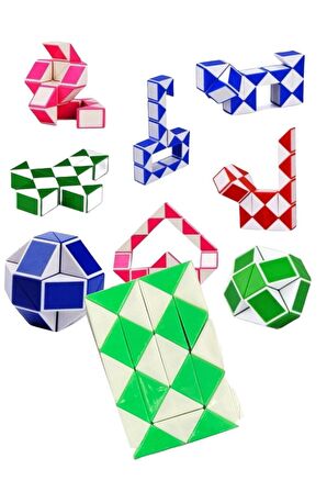 5 Adet Magic Snake Rubik Şekilden Şekle Giren Sihirli Yılan Zeka Küpü Oyuncak