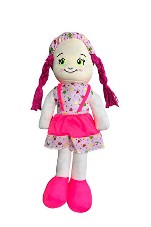 Fuşya & Pembe Kıyafetli Bez Bebek - 50 Cm Bez Bebek