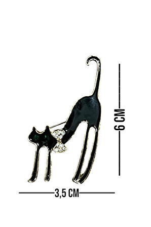 Zirkonyum Taşlı Broş, Yaka İğnesi, Şal, Eşarp, Türban ve Tesettür İğnesi Kedi Model