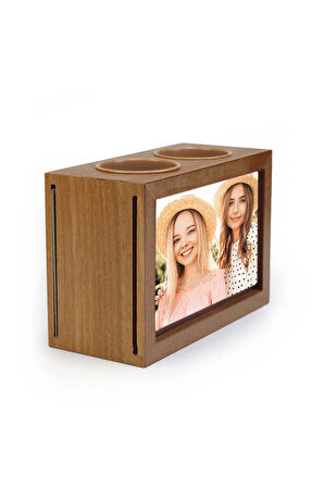 Fotoğraflı Ahşap Kalemlik