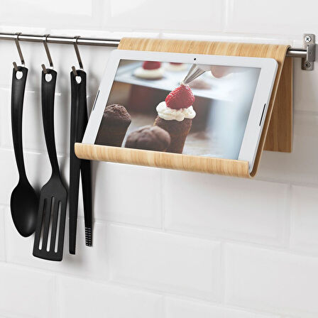 Telefon/tablet standı, bambu, 26x17 cm