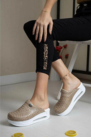 Ortopedik Sabo Terlik Doktor Hemşire Hastane Aşçı Terliği Kadın Vizon