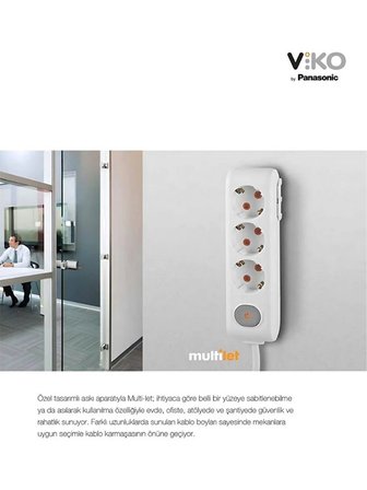 VIKO | İkili Grup Priz, Anahtarlı Topraklı - Çocuk Korumalı Çoğaltıcı Priz, 2'li, 2 m, Beyaz VIKO