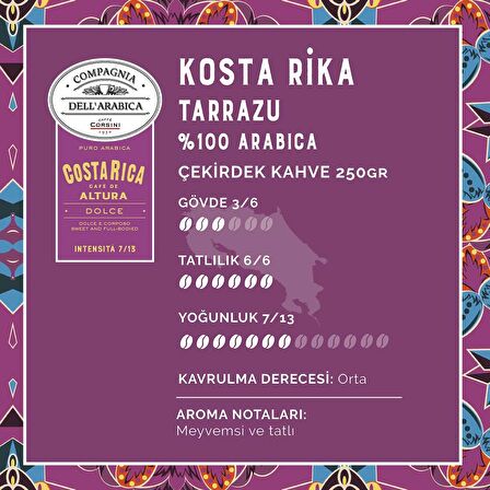 Caffe Corsini Kosta Rika Altura %100 Arabica Çekirdek Kahve 250GR