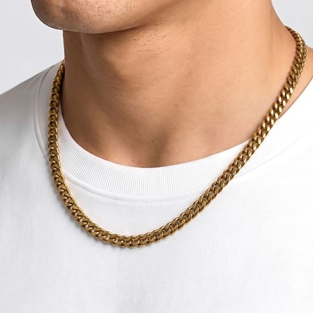 💎 Premium Parlak ve Şık Mariner Zincir Erkek 316L Çelik Kolye 6x2mm 55cm 3183ECK037 - Gold Renk